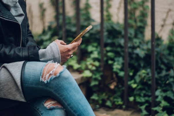 A customer views an image